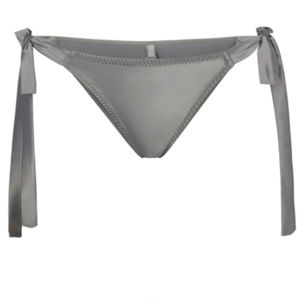 Skims NWT Woven Tie Side Underwear In Chrome